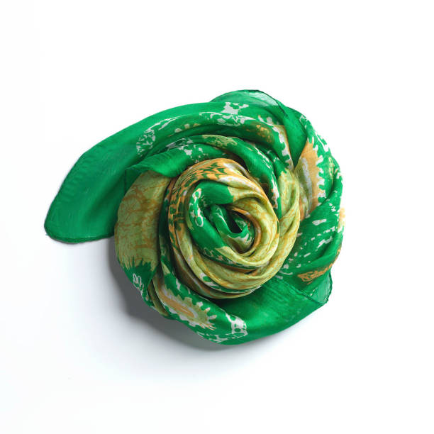 Rolled batik silk scarf with floral ornament