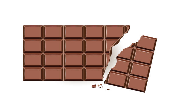 ilustrações, clipart, desenhos animados e ícones de barra de chocolate quebrada, - kunst