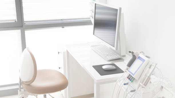 istock Abstract sharp hospital and clinic interior for background - Processing Blue color white balance 1053235320