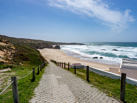 Path leading down to Praia de Almograve, Alentejo, Vicentine coast of Portugal