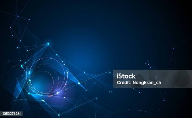 Vector Design Network Communication Technology On Dark Blue Background Stock Illustration - Download Image Now