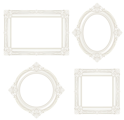 Set of white antique frames.