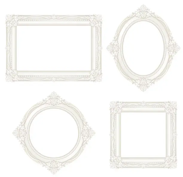 Vector illustration of white antique frame.