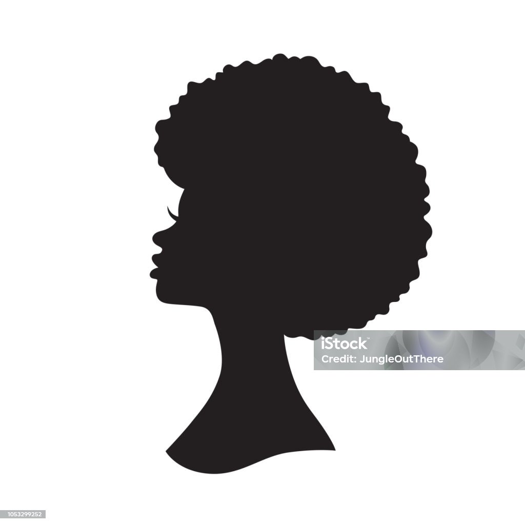Femme noire avec des cheveux Afro Silhouette Vector Illustration - clipart vectoriel de Femmes libre de droits