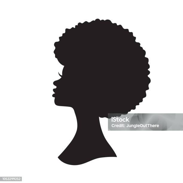Femme Noire Avec Des Cheveux Afro Silhouette Vector Illustration Vecteurs libres de droits et plus d'images vectorielles de Femmes