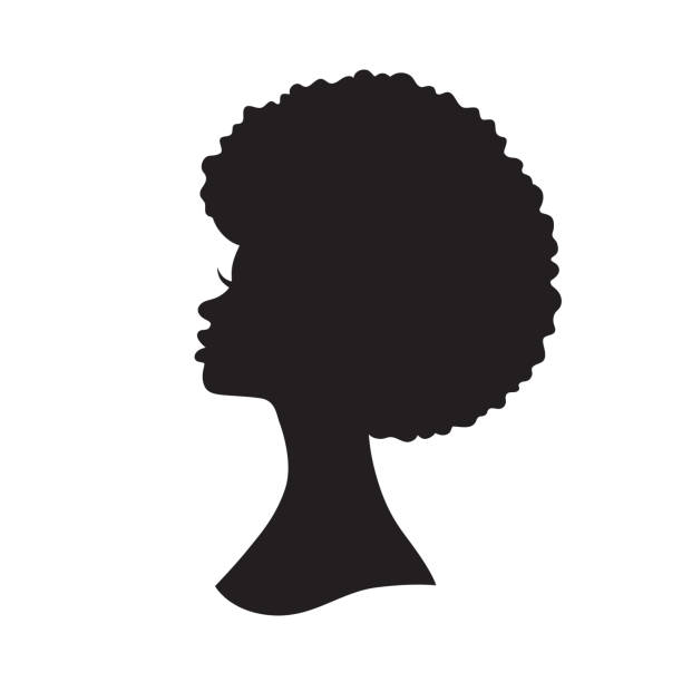 Black Woman with Afro Hair Silhouette Vector Illustration Vector illustration of black woman with afro hair silhouette. Side view of African American woman with natural hair. woman silhouette illustration stock illustrations