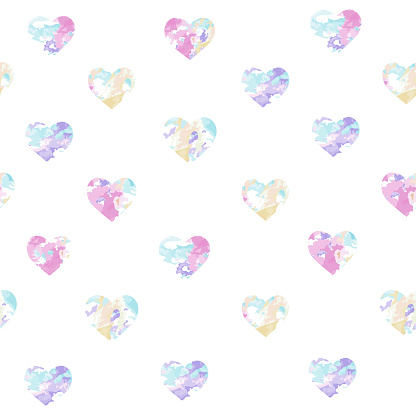 Heart Color Fill Seamless Pattern Many Color Of Hearts Fill Watercolor Inside Background ...