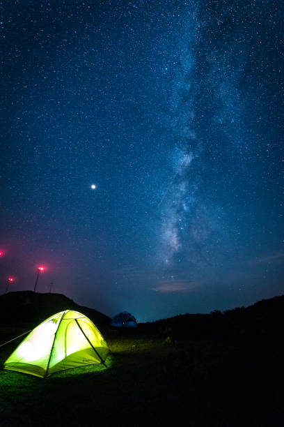 istock Illuminated tent against the starry sky 1053312144
