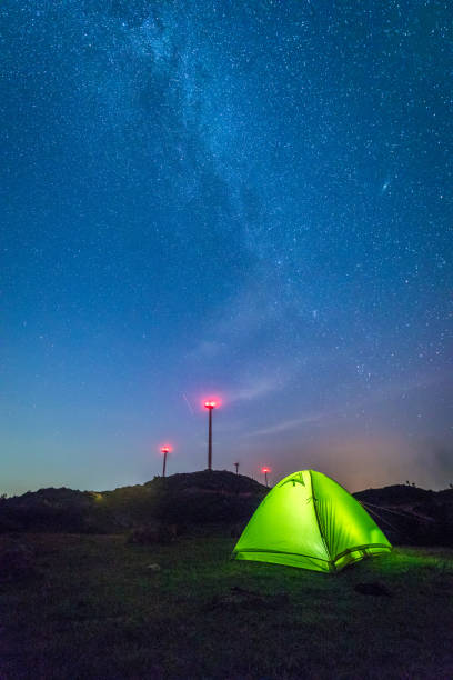 istock Illuminated tent against the starry sky 1053312194