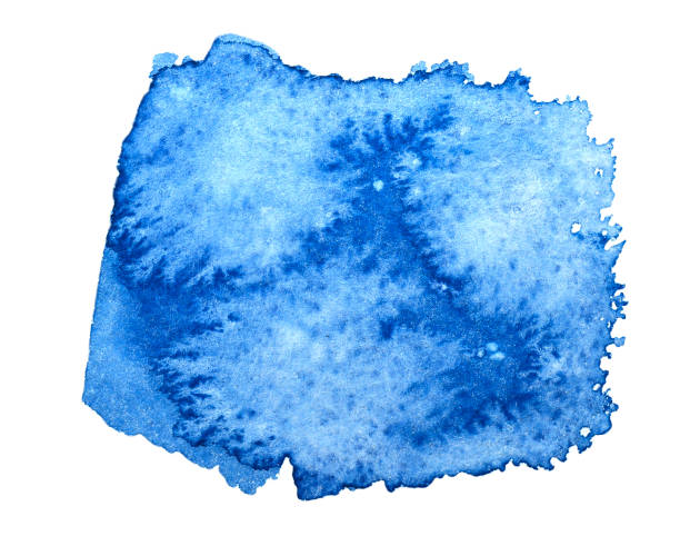istock Effects in watercolor. Blue spot with jagged edges. White background. Drawn by hand. 1053320218