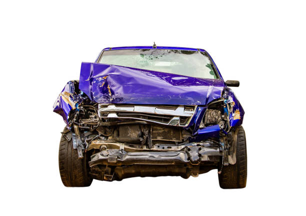 istock blue car carcass af accident ,car destroyed or wreck isolated on white background 1053323136