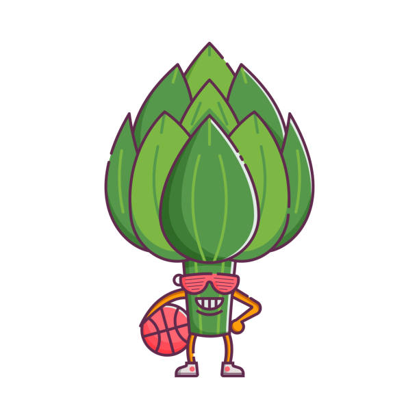 ilustraciones, imágenes clip art, dibujos animados e iconos de stock de carácter divertido alcachofa vegetal - vegetable basket