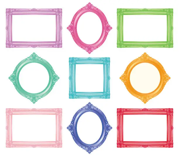 Vector illustration of colorful antique frame.