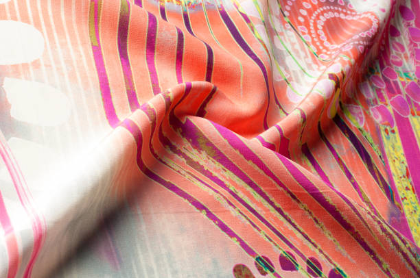istock Texture background image, Silk fabric with abstract pattern. Colorful silk fabric close-up. Filtered toned image in instagram style. Photo of silk fabric. Textile design. Painting fabrics, silk painting in batik 1053355238