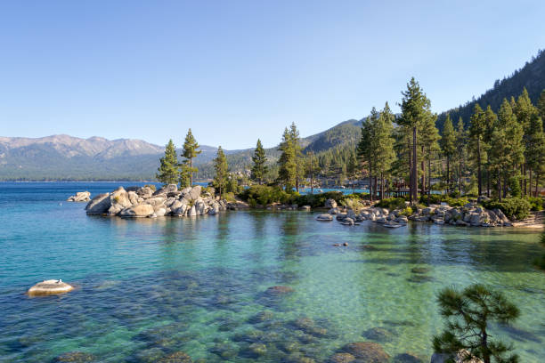 Sand Harbor at Lake Tahoe Lake Tahoe is a freshwater alpine lake located in the Sierra Nevada state park stock pictures, royalty-free photos & images