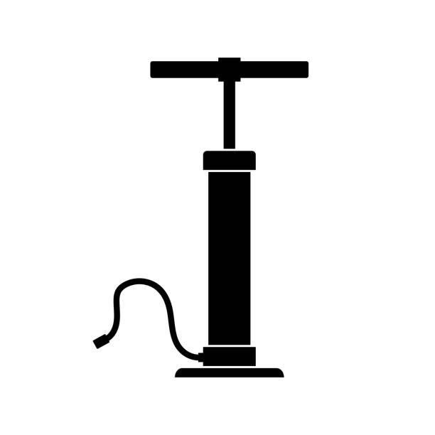 ilustrações, clipart, desenhos animados e ícones de ícone de bomba de ar no fundo branco - bicycle bicycle pump inflating tire