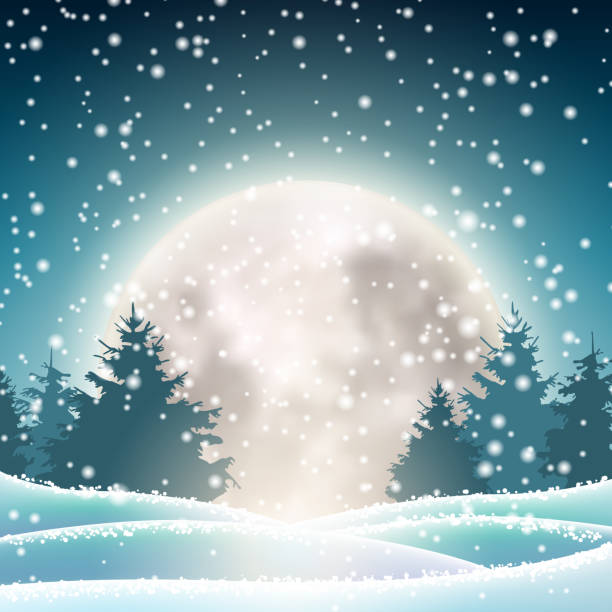Ilustración de Paisaje Nevado Invierno Con La Luna Brillante Grande y más Vectores Libres de Derechos de Abstracto - iStock Ilustración de Paisaje Nevado Invierno Con La Luna Brillante Grande y más Vectores Libres de Derechos de Abstracto - iStock