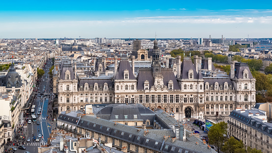 Paris, view of the city hall and the rue de Rivoli, view from the Saint Jacques tower
