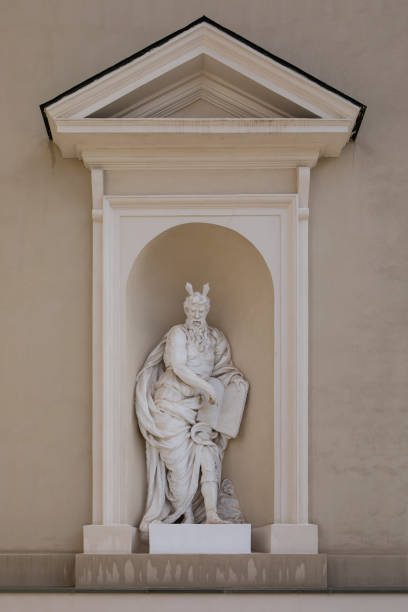 Statue of prophet Moses on the wall of Vilnius Cathedral, Lithuania. Sculptor Tommaso Righi, 1754-1768.
