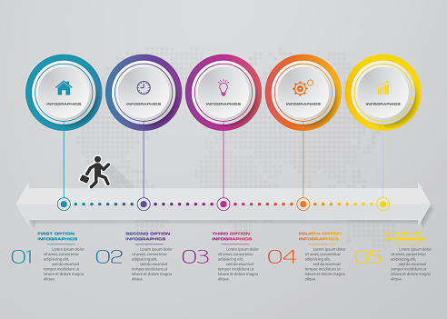 5 Steps Process Chart Infographics Element For Data Presentation Stock ...