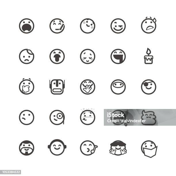 Emoticons Cute Set 6 Stock Illustration - Download Image Now - Shy, Robot, Sadness