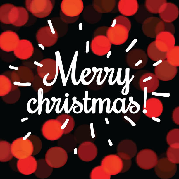 istock Merry Christmas greeting card on red bokeh background. 1053387294