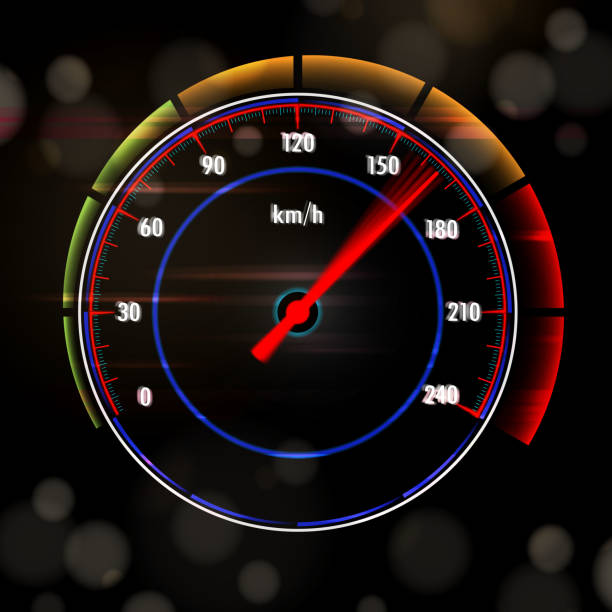 Vetor speedometer kilometer mil hour velocity car dial gauge speed ...
