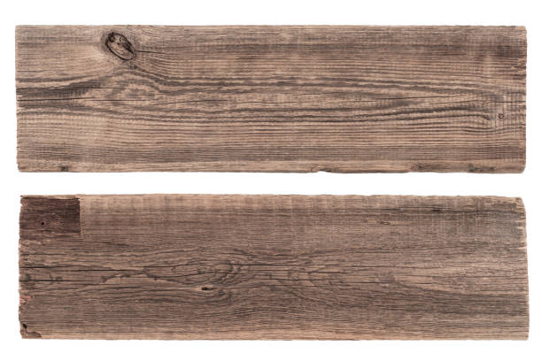 istock Old planks isolated on white. Top view. 1053389866