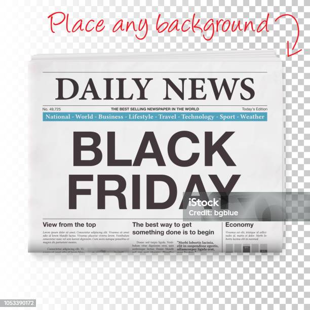 Black Friday Schlagzeile Zeitung Auf Leeren Hintergrund Isoliert Stock Vektor Art und mehr Bilder von Zeitung