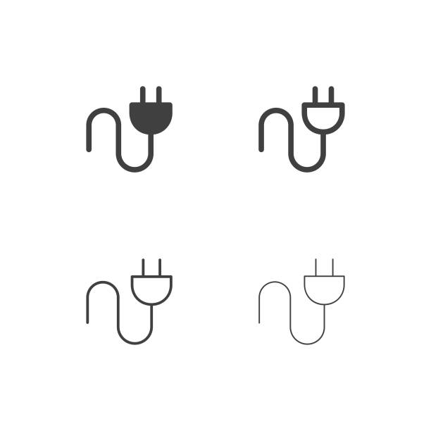 elektrische stecker icons - multi serie - freizeitelektronik stock-grafiken, -clipart, -cartoons und -symbole
