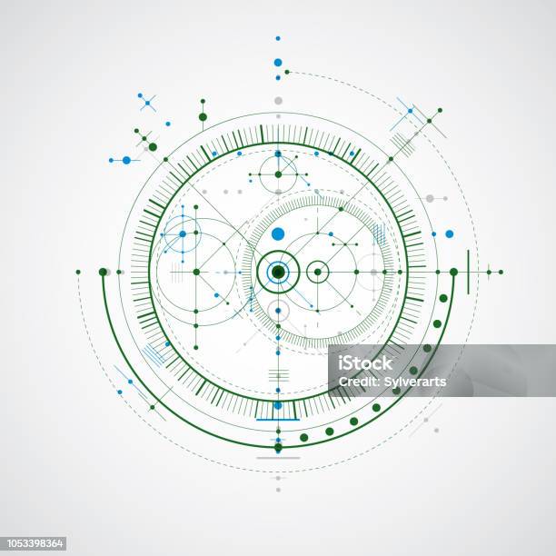 Technical Layout Vector Technical Blueprint Colorful Vector Digital Background With Geometric ...