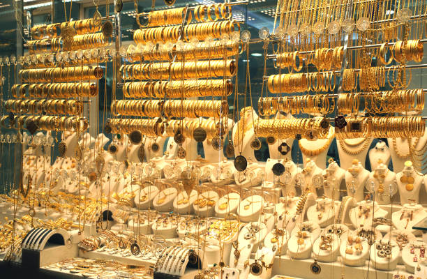 Jewelery showcase- Jewelery store window Jewelery Shop in Grand Bazaar jewelry store stock pictures, royalty-free photos & images