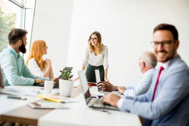 istock Group of people working in the modern office 1053406958