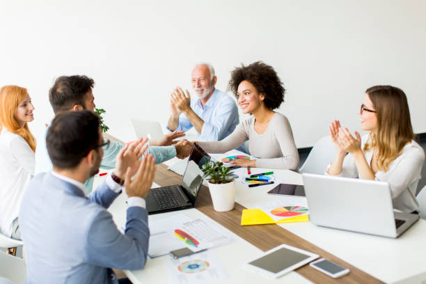 istock Group of people working in the modern office 1053407038