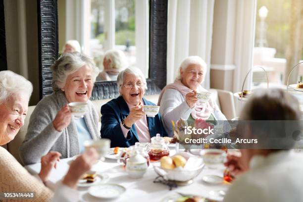 Theres Nothing Like A Good Old Tea Party Stock Photo - Download Image Now - Senior Adult, Nursing Home, Retirement Community