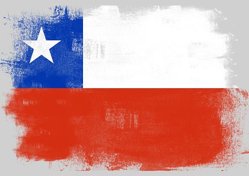 Flag of Chile painted with brush on solid background,