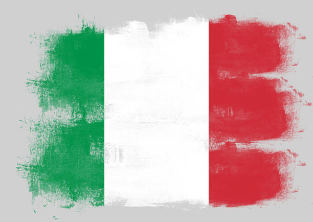 Flag of Italy painted with brush on solid background,