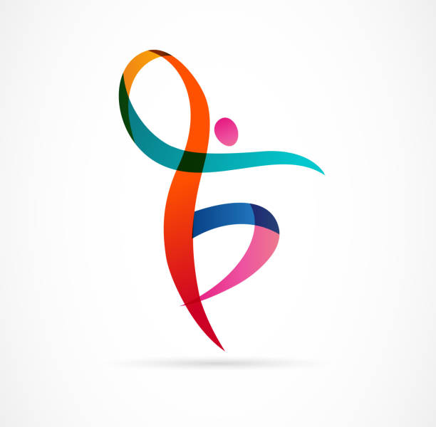 Abstract human figure logo design. Gym, fitness, running trainer vector colorful logo. Active Fitness, sport, dance web icon and symbol Abstract people logo design. Gym, fitness, running trainer vector colorful logo. Active Fitness, sport, dance web icon and symbol dancing school stock illustrations