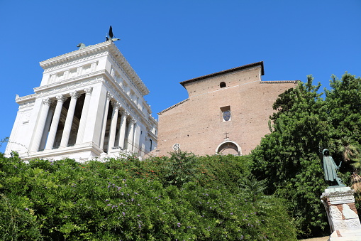 National Monument to Victor Emmanuel II and Basilica di Santa Maria in Ara coeli in Rome, Italy
