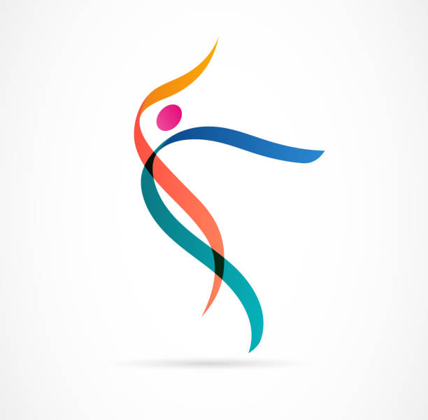 Abstract human figure logo design. Gym, fitness, running trainer vector colorful logo. Active Fitness, sport, dance web icon and symbol Abstract people logo design. Gym, fitness, running trainer vector colorful logo. Active Fitness, sport, dance web icon and symbol dance logo stock illustrations