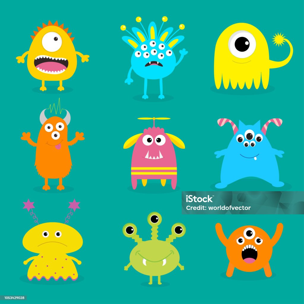 Quái Vật Lớn Nhân Vật Đáng Sợ Hoạt Hình Dễ Thương Bộ Sưu Tập Em Bé ...