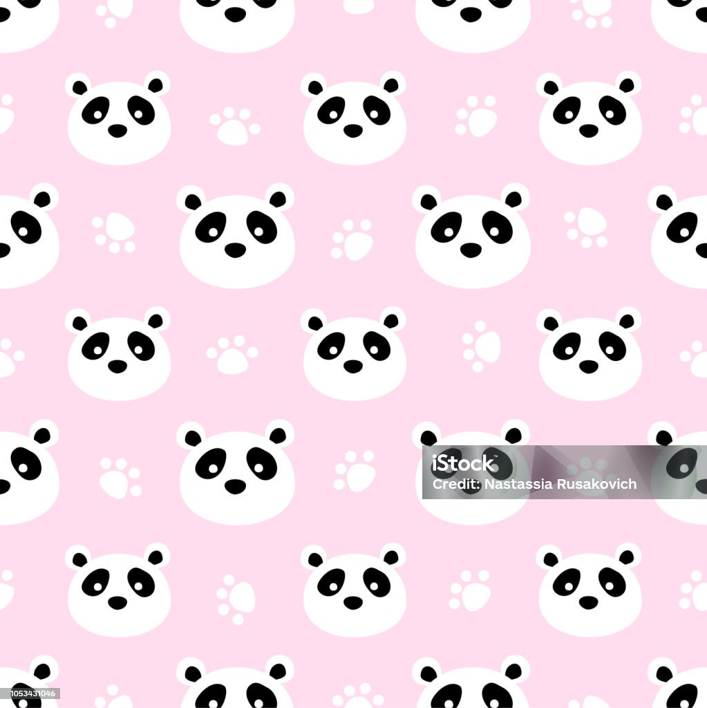 Seamless Panda Bear Pattern Background Texture Vector Illustration ...