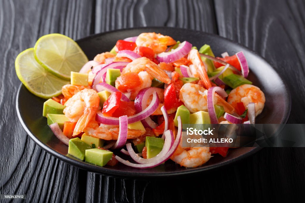 Seeviche Seviche From Marinated Shrimp With Avocado Pepper Tomatoes And Onion ...