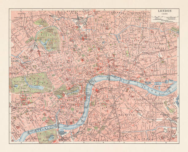 ロンドンの市内地図 1895 - 地図のベクターアート素材や画像を多数ご