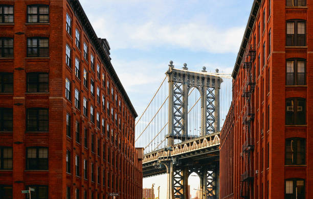 istock Manhattan Bridge and brick wall old  buildings and architectures in Brooklyn in DUMBO district,dumbo New York City, USA 1053440186