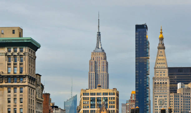 istock classic old Empire State building, architecture and scyscrapers against cloudy sky, Manhattan, 1053440480