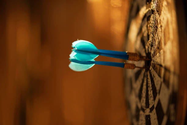 side view of blue darts arrows