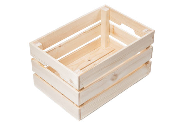 istock Empty wooden box isolated on white background 1053448826