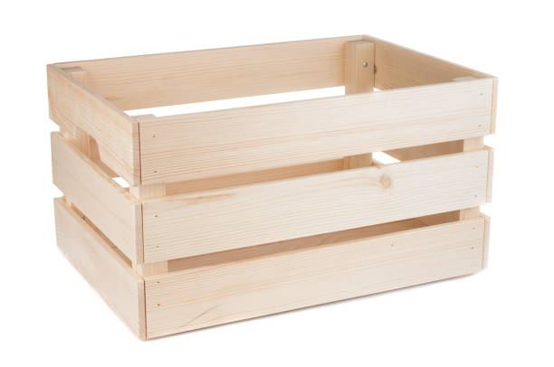 istock Wooden crate close up isolated on white background 1053449410