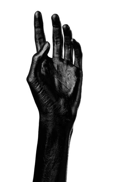 istock Black hand on white background, isolated, paint 1053453798